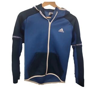 Adidas Full Zip Athletic Hoodie Blue Youth 10/12